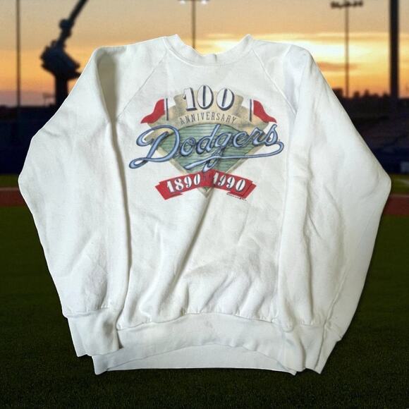 Vintage 1990 Fruit of the Loom Los Angeles Dodgers Medium Sweatshirt - Picture 1 of 5